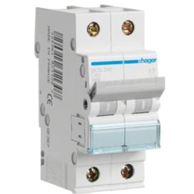 Автоматичний вимикач Hager 2-п. C 40A (6kA) 2M (A) (MCN240)