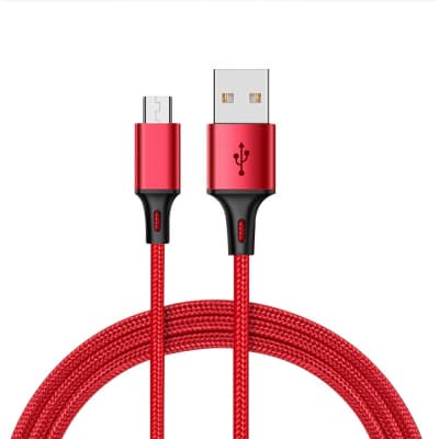 Дата кабель USB 2.0 AM to Micro 5P 1.0m 2.4A braided red XO (NB143-M1-RD)