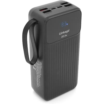 Батарея універсальна Linkage 30000mAh, 22.5W, cables Type-C+Lighting+Micro+USB, Black (LKP-42)