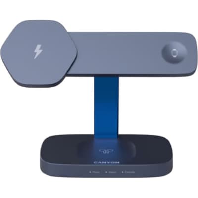 Зарядний пристрій Canyon wireless charger HEXAGON WCS-310 3in1 DarkGrey/Blue (CNS-WCS310DGBL)