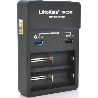 Зарядний пристрій для акумуляторів Liitokala 2 Slots, USB1/QC/3.0, USB2/2.4A, NiMHC(R14)/SC/AA/AAA/17670, Li-ion10440...26650 (Lii-TR2000)