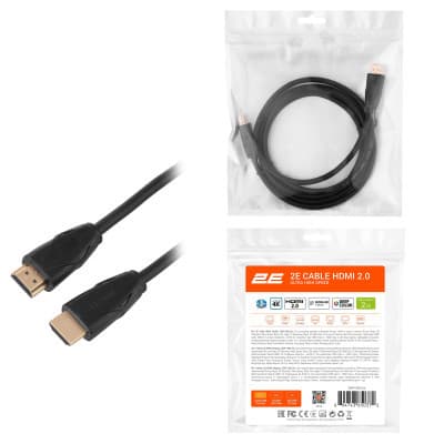Кабель мультимедійний HDMI M to HDMI M 2.0m V2.0 2E (2EW-1082-2M)