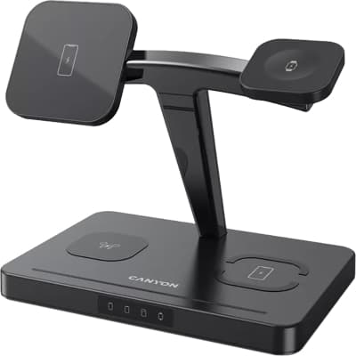 Зарядний пристрій Canyon wireless charger WS-404 15W 4in1 Black (CNS-WCS404)