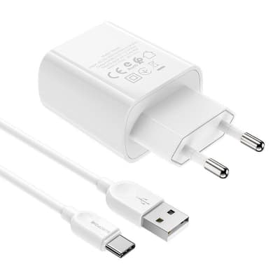 Зарядний пристрій BOROFONE BA58A 2xUSB + cable USB to USB-C 10.5W White (BA58A/WTc)