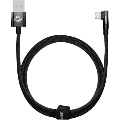 Дата кабель USB 2.0 AM to Lightning 1.0m 2.4A 90° corner black Baseus (CAVP000001)