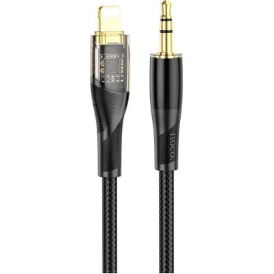 Кабель мультимедійний Lightning to 3.5mm M 1.0m black Black HOCO (6931474791153)