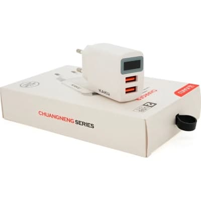 Зарядний пристрій iKAKU KSC-180 2xUSB 2.4A digital display White (KSC-180-CHUANGNENG)
