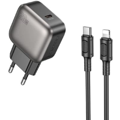 Зарядний пристрій BOROFONE BAS53A Absolute USB-C PD20W + cable USB-C to Lightning Black (6941991116186)