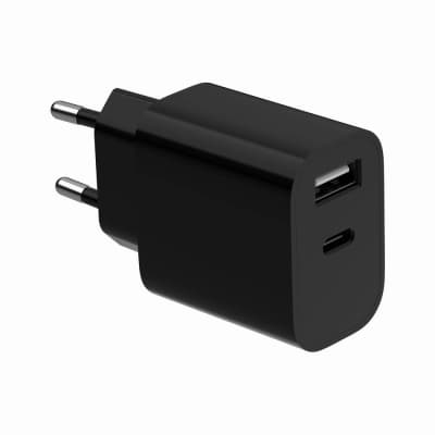 Зарядний пристрій Gembird 1xUSB-C + 1xUSB 12W black (TA-UC-2AC12-01-BK)