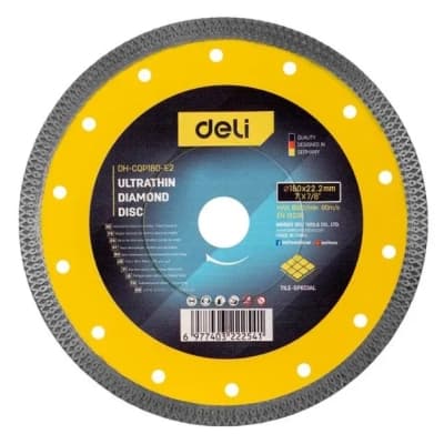 Круг відрізний Deli тонкий алмазний, по плитці, бетону, каменю 180 x 22,2 мм (EDH-CQP180-E2)