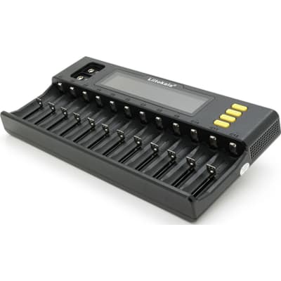 Зарядний пристрій для акумуляторів Liitokala 12 Slots+2, Ni-Mh/Li-ion/LiFePo4/Крона, LED+LCD (Lii-S12)