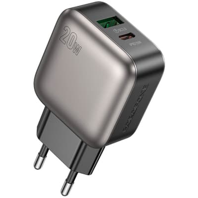 Зарядний пристрій BOROFONE BAS54A Absolute 1xUSB-C PD20W + 1xUSB QC3.0 Black (6941991116209)