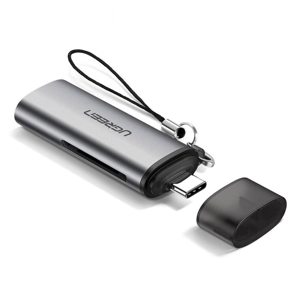 Зчитувач флеш-карт Ugreen USB Type-C 3.1 to TF/SD CM184 Gray (50704)