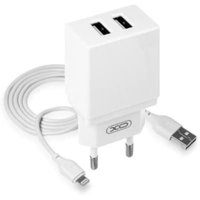 Зарядний пристрій XO L75 2USB/2.4A + Lightning White (XO-L75-L)