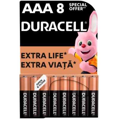 Батарейка Duracell AAA лужні 8 шт. в упаковці (5000394203341 / 81480364)
