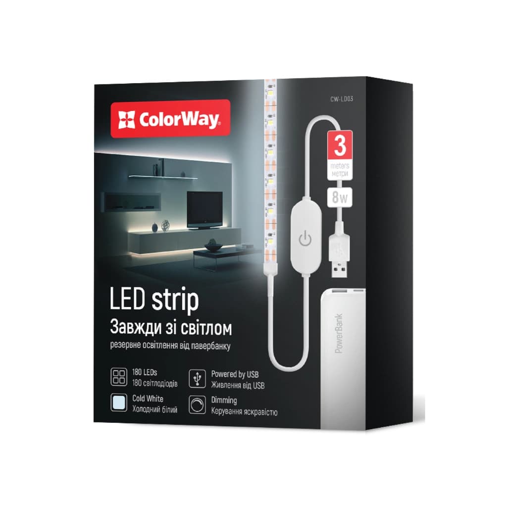 Світлодіодна стрічка ColorWay LED  3м з живленням від USB (CW-LD03)