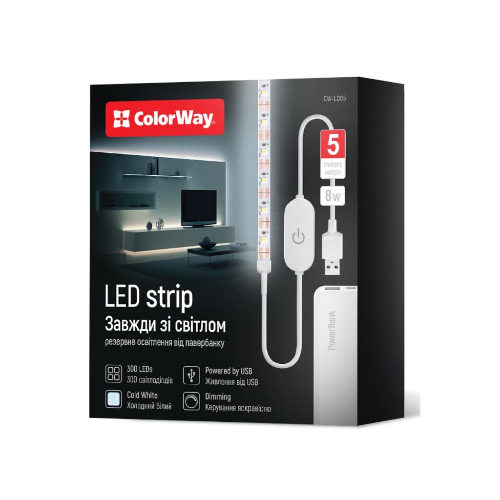 Світлодіодна стрічка ColorWay LED  5м з живленням від USB (CW-LD05)
