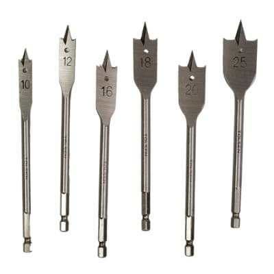 Набір свердл Tolsen пласких по дереву 6 шт 10, 12, 16, 18, 20, 25мм (75655)