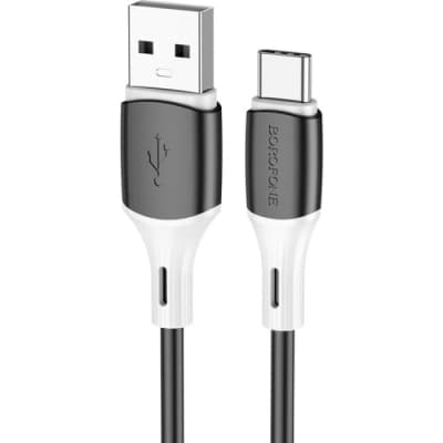 Дата кабель USB 2.0 AM to USB-C 1.0m 3A silicone BX79 black BOROFONE (6974443384789)