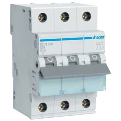Автоматичний вимикач Hager 3-п. C  6A (6kA) 3M (B) (MCN306)