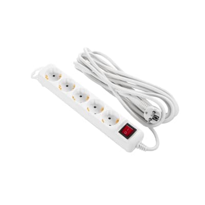 Мережевий подовжувач 2E 5XSchuko з вимикачем,5м, white (2E-U05ES15M5)