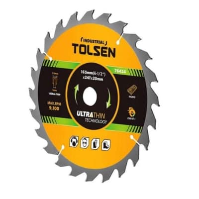 Диск пильний Tolsen з ТВС напайками по дереву 165х24Т*20мм Ultra тонкий (76424)