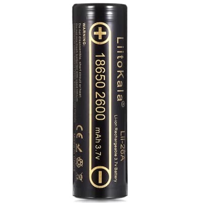 Акумулятор 18650 2600mAh Li-Ion, (2450-2650mah), 3.7V (2.75-4.2V), Blac Liitokala (Lii-26A)