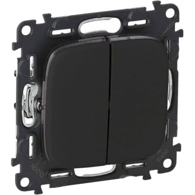 Вимикач Legrand Furniture 2-х клавішний автоматичні клеми антрацит (752915)