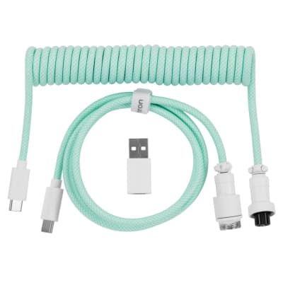Дата кабель USB-C + USB A to USB-C 1.36m Coiled Aviator mint Keychron (CAB18_KEYCHRON)