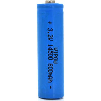 Акумулятор 14500 600mAh, LiFePO4, TipTop, 3.2V, Blue Vipow (IFR14500-600mAhTT / 21440)