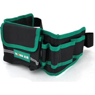 Сумка для інструмента Voltronic на пояс TUOSEN, 8 кишеньок, чорно-зелена (YT-TBT8)
