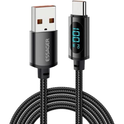 Дата кабель USB 2.0 AM to USB-C 2.0m 7A LED black Essager (EXCT-XYA01-P)