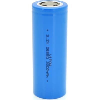 Акумулятор 26650 3300mAh, LiFePO4, FlatTop, 3.2V, Blue Vipow (IFR26650-3300mAhFT / 31075)