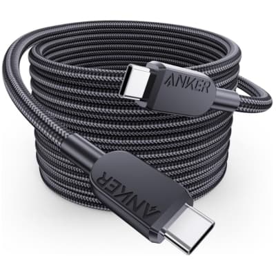Дата кабель USB-C to USB-C 0.9m 240W nylon 310 black Anker (A81D5H11)