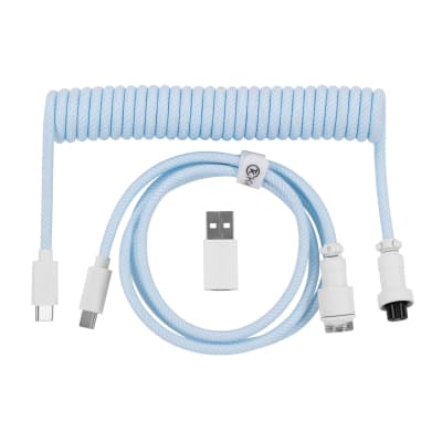 Дата кабель USB-C + USB A to USB-C 1.36m Coiled Aviator blue Keychron (CAB19_KEYCHRON)