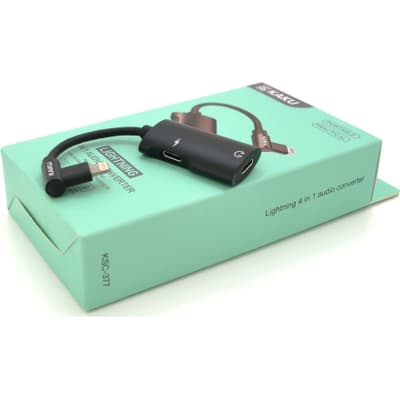 Перехідник Lightning 4-in-1 Audio Adapter Lightning + 3.5mm black iKAKU (KSC-377-B)