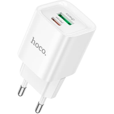 Зарядний пристрій HOCO C147A Charm 1xUSB-C PD20W + 1xUSB QC3.0 White (6942007630276)
