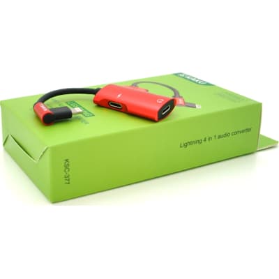 Перехідник Lightning 4-in-1 Audio Adapter Lightning + 3.5mm red iKAKU (KSC-377)