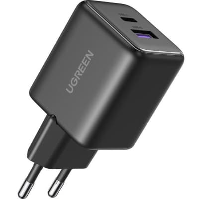 Зарядний пристрій Ugreen USB + USB-C GaN 30W X516 black (65014)