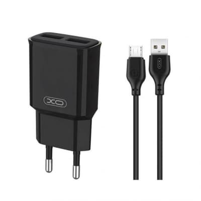 Зарядний пристрій XO L92C (2USB/2.4A) + USB - MicroUSB Чорний (XO-L92C-M)