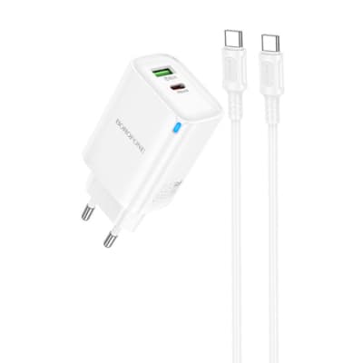 Зарядний пристрій BOROFONE BA87A 1xUSB-C PD65W + 1xUSB QC3.0 White (BA87A/65WW)