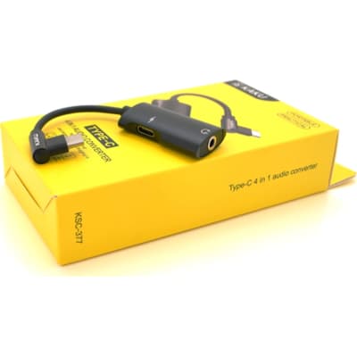 Перехідник USB-C 4-in-1 Audio Adapter USB-C + 3.5mm black iKAKU (KSC-377-TC)