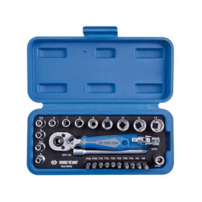 Набір інструментів KING TONY 1/4" шестигранних 27 шт., з принаддям (2527MRE)