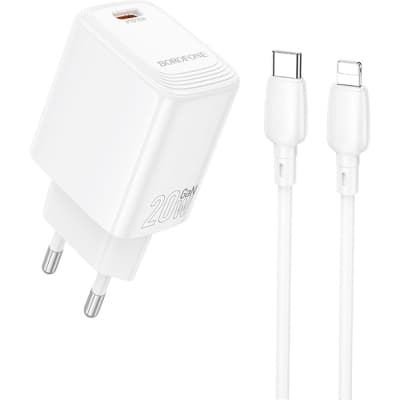 Зарядний пристрій BOROFONE BN26 Fuente USB-C PD20W + cable USB-C to Lightning White (6941991120244)