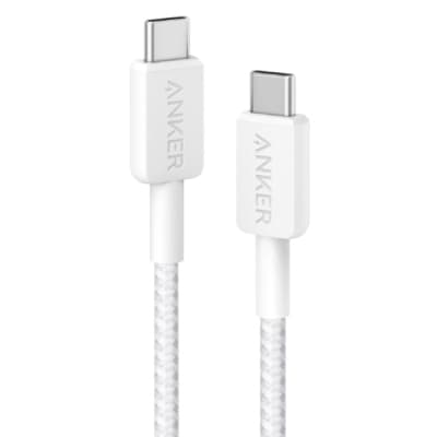 Дата кабель USB-C to USB-C 0.9m nylon 322 white Anker (A81F5H21/A81F5G21)
