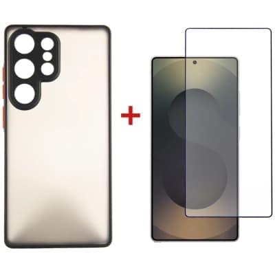 Чохол до мобільного телефона Dengos Kit Samsung Galaxy S25 Ultra Matte + glass (Black) (DG-KM-144)
