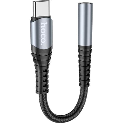 Перехідник USB-C M to 3.5mm F LS33 metal gray HOCO (6931474761163)