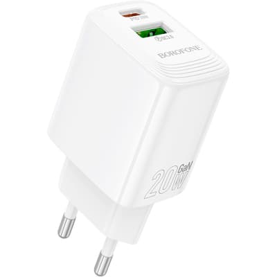 Зарядний пристрій BOROFONE BN27 Fuente 1xUSB-C PD20W + 1xUSB QC3.0 White (6941991120268)