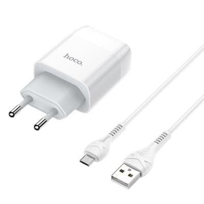 Зарядний пристрій HOCO C72A USB + cable USB to USB-C 10.5W White (Hoco C72AW/Tc)