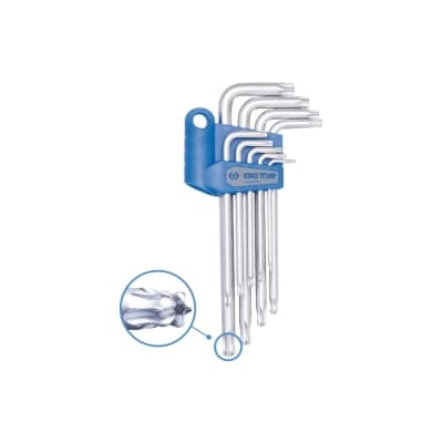 Ключ KING TONY Torx 9 шт. (Т10-Т50) Г-подібний подовжений з отвором (204B29PR)